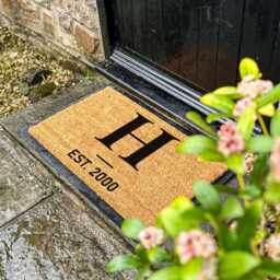 Monogram Letter Rug Doormat, Personalized Initial Door Mat For New Homeowners, Home Decor Gift, Closing Gift Couples - thumbnail 2