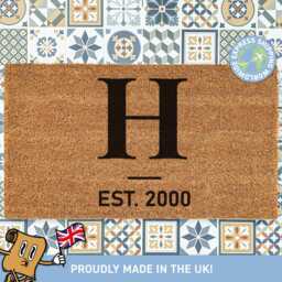 Monogram Letter Rug Doormat, Personalized Initial Door Mat For New Homeowners, Home Decor Gift, Closing Gift Couples - thumbnail 1