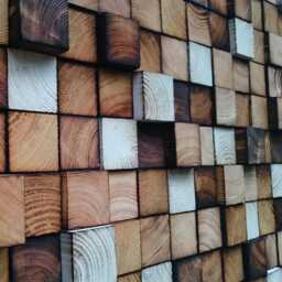 Reclaimed Pine Wood Wall Art - Handmade Geometric Mosaic - thumbnail 2