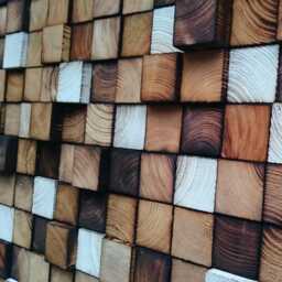 Reclaimed Pine Wood Wall Art - Handmade Geometric Mosaic - thumbnail 3