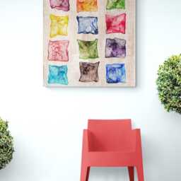 Hand-Painted Silk Art Quilt Modern Boho Wall Hanging - thumbnail 4