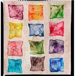 Hand-Painted Silk Art Quilt Modern Boho Wall Hanging - thumbnail 2