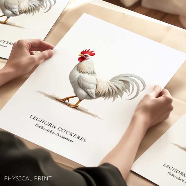 Chicken Print, Leghorn Cockerel, Home Decor Wall Art, Kitchen Bird Prints - image 1