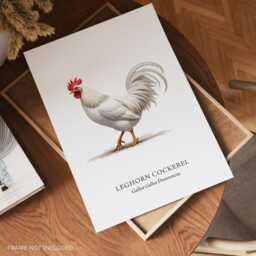 Chicken Print, Leghorn Cockerel, Home Decor Wall Art, Kitchen Bird Prints - thumbnail 2