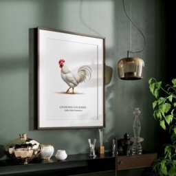 Chicken Print, Leghorn Cockerel, Home Decor Wall Art, Kitchen Bird Prints - thumbnail 3