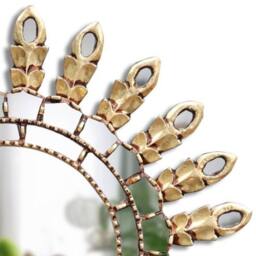 Peruvian Eye Mirror 60 cm Handmade Wall Decor - Carved Wood Round Statement For Living Room Bathroom - thumbnail 2