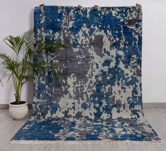 6x9 Rug Abstract Galaxy Handmade Wool #8655 - 180x275 cms - image 1