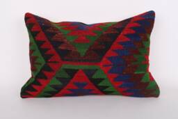 Handwoven Turkish Kilim Pillow 16x24 Boho Lumbar Pillow - thumbnail 1