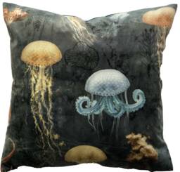 Jellyfish Velvet Cushion Cover Deep Ocean Sea Life Throw Pillow