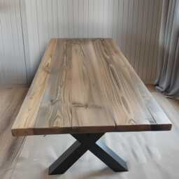 Reclaimed Rustic Wood Dining Table Chunky X Legs - thumbnail 3
