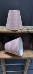 Linen Pink Ticking Stipes Candle Clip Lampshade - thumbnail 4