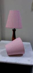 Linen Pink Ticking Stipes Candle Clip Lampshade - thumbnail 3