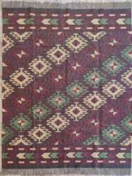 Handwoven Wool Jute Kilim Rug - Tribal Diamond Flatweave Area Rug, Rustic Boho Carpet, Bespoke Sizes - thumbnail 1