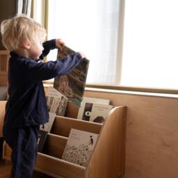 Kids Bookshelf in Oak, Montessori Gift For Baby, Toddler & Child, Wooden Nursery Decor - thumbnail 2