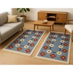 3 X 5 Ft Modern Pair Rug, Handwoven Swedish Kilim/Rug, Scandinavian Flatweave Carpets - thumbnail 1