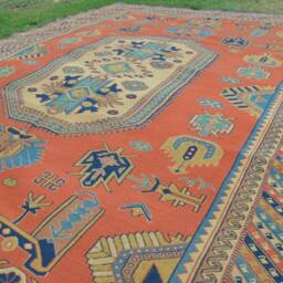 Free Shipping 10 X 7'3 Ft Vintage Kazak Pattern Soumak Kilim Rug, -Natural Dye Area Size Rug, Discounted Pricefree - thumbnail 3