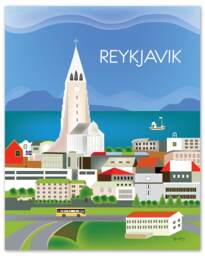 Reykjavik Skyline Art Print, Iceland Vertical Print, Art, Wall Loose Petals City Print Style E8-O-Rey - thumbnail 1