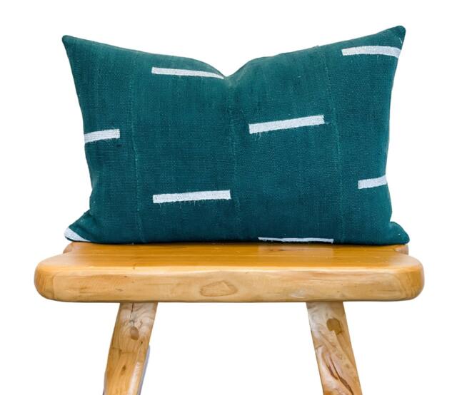 Mudcloth Pillow Cover 14x20, African Pillow, Lumbar Cover, Green Cushion- Fall Decor Pillow- Throw Mud Cloth - image 1