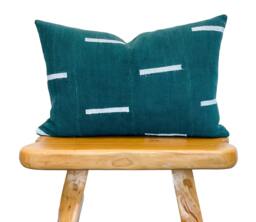 Mudcloth Pillow Cover 14x20, African Pillow, Lumbar Cover, Green Cushion- Fall Decor Pillow- Throw Mud Cloth - thumbnail 1
