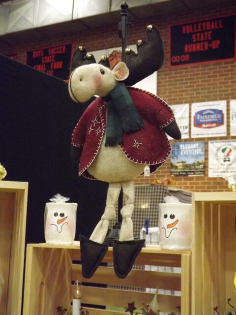 Morty Moose Felt Christmas Door Hanger, Handmade Holiday Decor