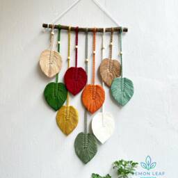 Colorful Macrame Leaf Wall Hanging Boho Art - thumbnail 4