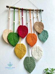 Colorful Macrame Leaf Wall Hanging Boho Art - thumbnail 1