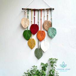 Colorful Macrame Leaf Wall Hanging Boho Art - thumbnail 2