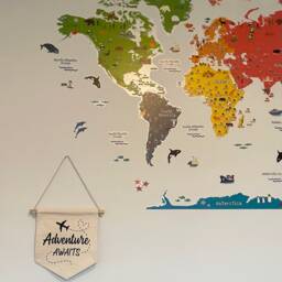 Adventure Awaits Banner/Nursery Children's Room Wall Hanging Canvas Tassels Airplane Decor - thumbnail 2