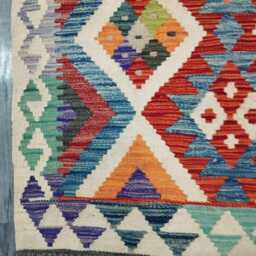 Classic Rug, Handmade Artisan Afghan Turkish Scandinavian Navajo Bohemian Wool Flatweave Multicolour Kilim Rug 165x97 cm - thumbnail 4