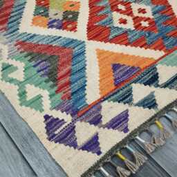 Classic Rug, Handmade Artisan Afghan Turkish Scandinavian Navajo Bohemian Wool Flatweave Multicolour Kilim Rug 165x97 cm - thumbnail 2