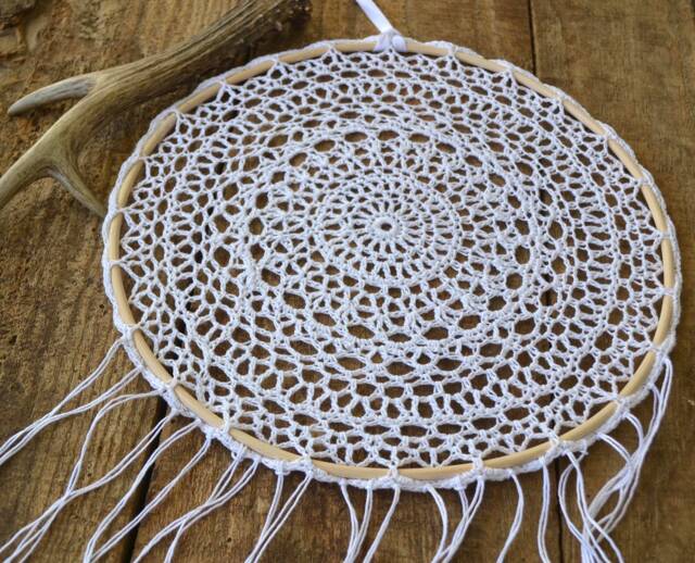 Dream Catcher, Crochet Dreamcatcher, Boho Home Decor, Big White Doily Wall Hanging - image 1
