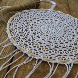 Dream Catcher, Crochet Dreamcatcher, Boho Home Decor, Big White Doily Wall Hanging - thumbnail 3