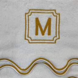 Scalloped Border Embroidery & Monogram Hand Towels, Cotton Towels 600 Gsm - thumbnail 3