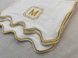 Scalloped Border Embroidery & Monogram Hand Towels, Cotton Towels 600 Gsm - thumbnail 1