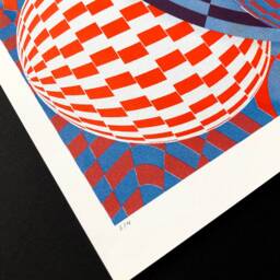 A3 Risograph Print Of A Red Blue Bulb Landscape - Limited Edition - thumbnail 3