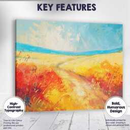 Colourful Abstract Countryside Path Impressionist Landscape Painting Canvas Wall Art Print Decor Picture Ready To Hang - thumbnail 1