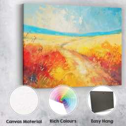 Colourful Abstract Countryside Path Impressionist Landscape Painting Canvas Wall Art Print Decor Picture Ready To Hang - thumbnail 2