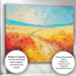 Colourful Abstract Countryside Path Impressionist Landscape Painting Canvas Wall Art Print Decor Picture Ready To Hang - thumbnail 3