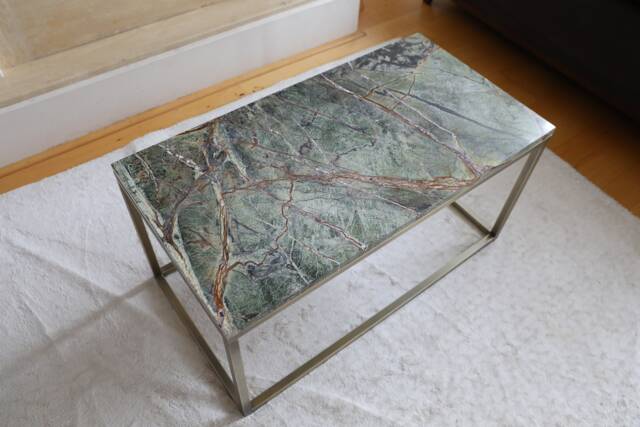 Rainforest Green Marble Coffee Table Brass Finish Metal Legs - image 1