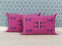 Yakiti-Pink Silk Moroccan Pillows, Aka Cactus Pillow, Decorative Pillows, Sabra Pillows, Moroccan Decor Designer Cactus