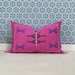 Yakiti-Pink Silk Moroccan Pillows, Aka Cactus Pillow, Decorative Pillows, Sabra Pillows, Moroccan Decor Designer Cactus - thumbnail 2