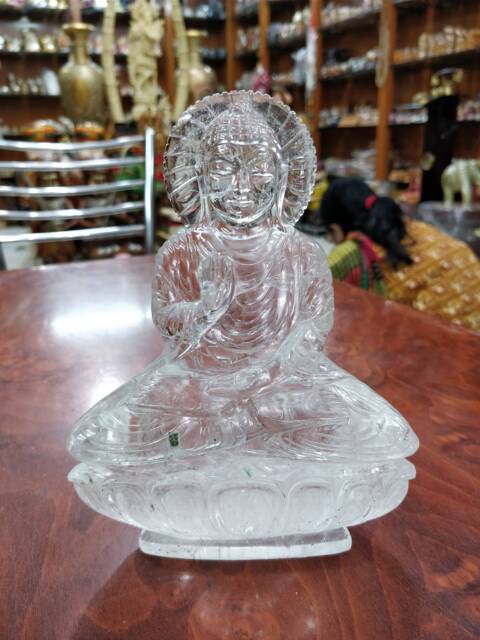Clear Quartz Gautam Buddha Crystal Shakyamuni Meditating Blessing Spiritual Figurine Zen Yoga Decor - image 1