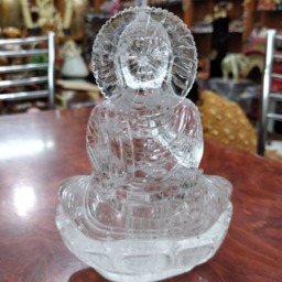 Clear Quartz Gautam Buddha Crystal Shakyamuni Meditating Blessing Spiritual Figurine Zen Yoga Decor - thumbnail 2