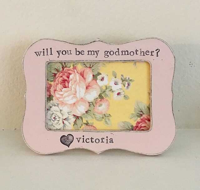 Godmother Proposal Frame Personalized Picture Frame, Hand Painted - image 1