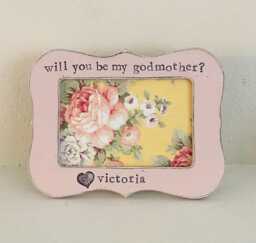 Godmother Proposal Frame Personalized Picture Frame, Hand Painted - thumbnail 1