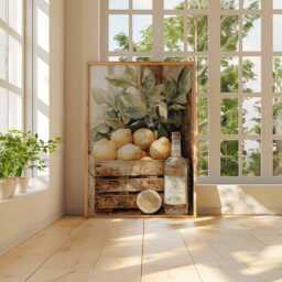 Lemon Crate Kitchen Poster, Rustic Tuscan Fruit Print, Mediterranean Wall Art, Farmhouse Citrus Decor, Vintage Tree Artwork - thumbnail 3
