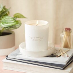 Personalised 1st Anniversary Candle Gift Floral Wreath Design - thumbnail 2