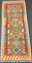 Handmade Kilim Runner, Artisan Afghan Turkish Aztec Sheep Wool Runner Rug 191x80 cm - thumbnail 1