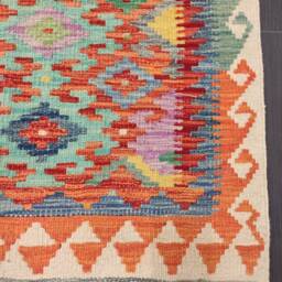 Handmade Kilim Runner, Artisan Afghan Turkish Aztec Sheep Wool Runner Rug 191x80 cm - thumbnail 2