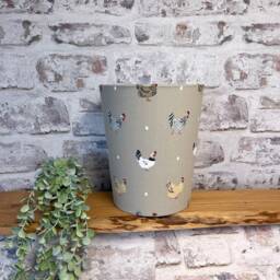 Sophie Allport Lay A Little Egg Hen Fabric Waste Paper Bin By Berry & Grouse - Office Supplies Trash Can Ecru - thumbnail 2